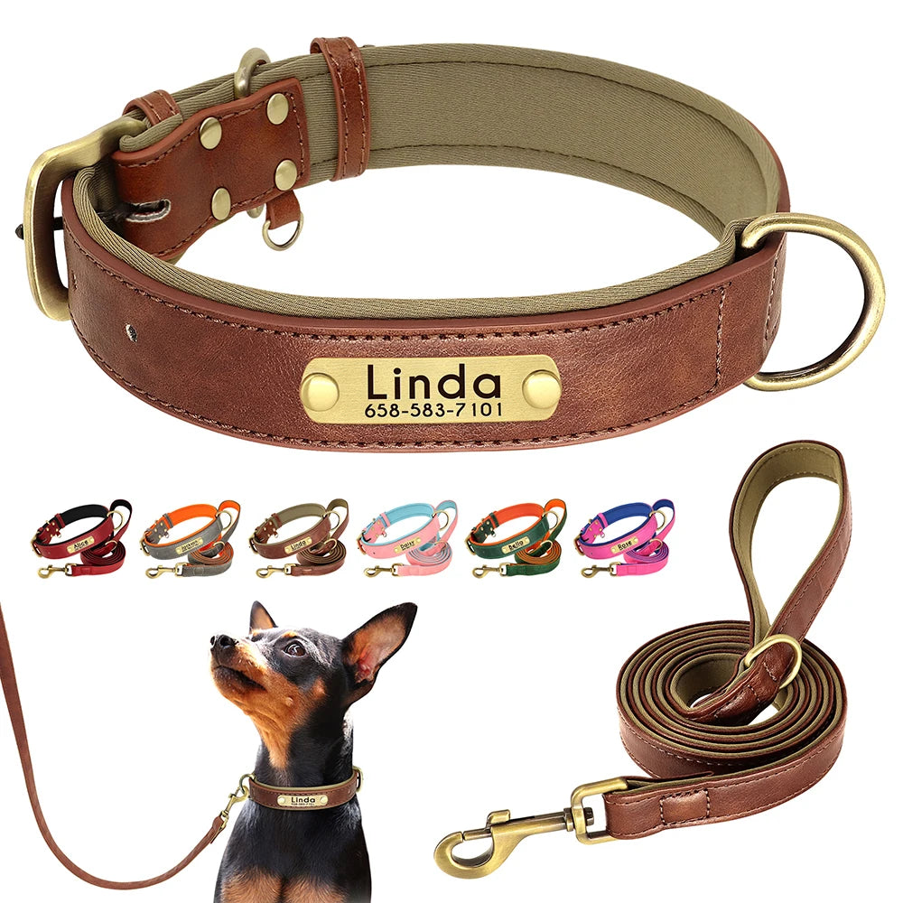 Oasis Hound™ Customized Leather Dog Collar &amp; Leash Set