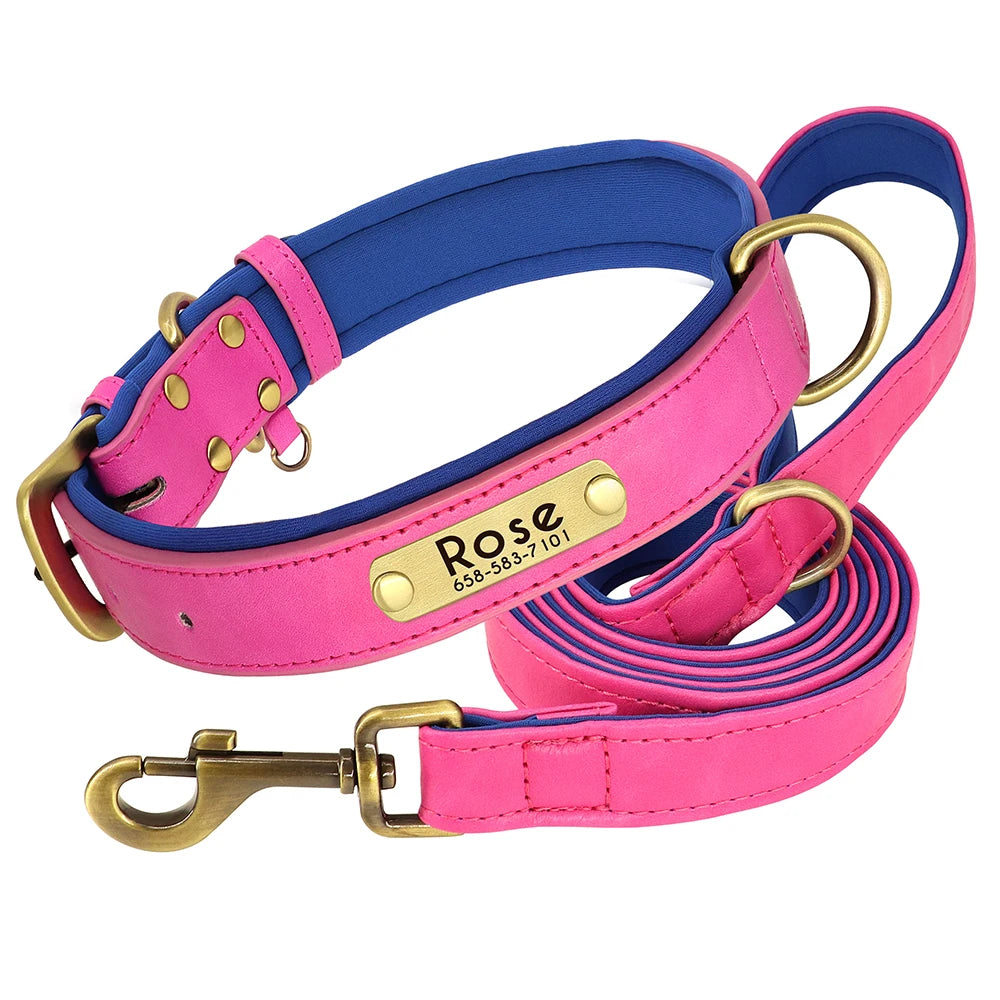 Oasis Hound™ Customized Leather Dog Collar &amp; Leash Set