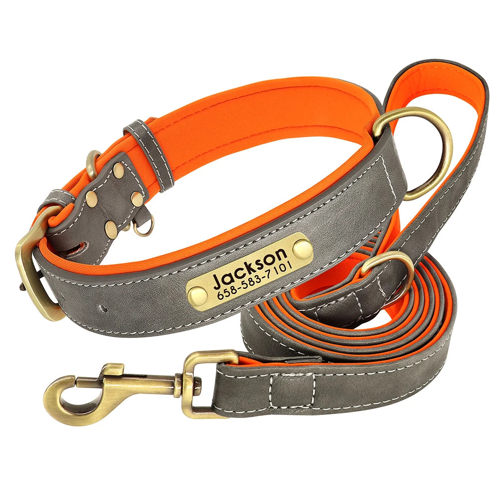 Oasis Hound™ Customized Leather Dog Collar &amp; Leash Set