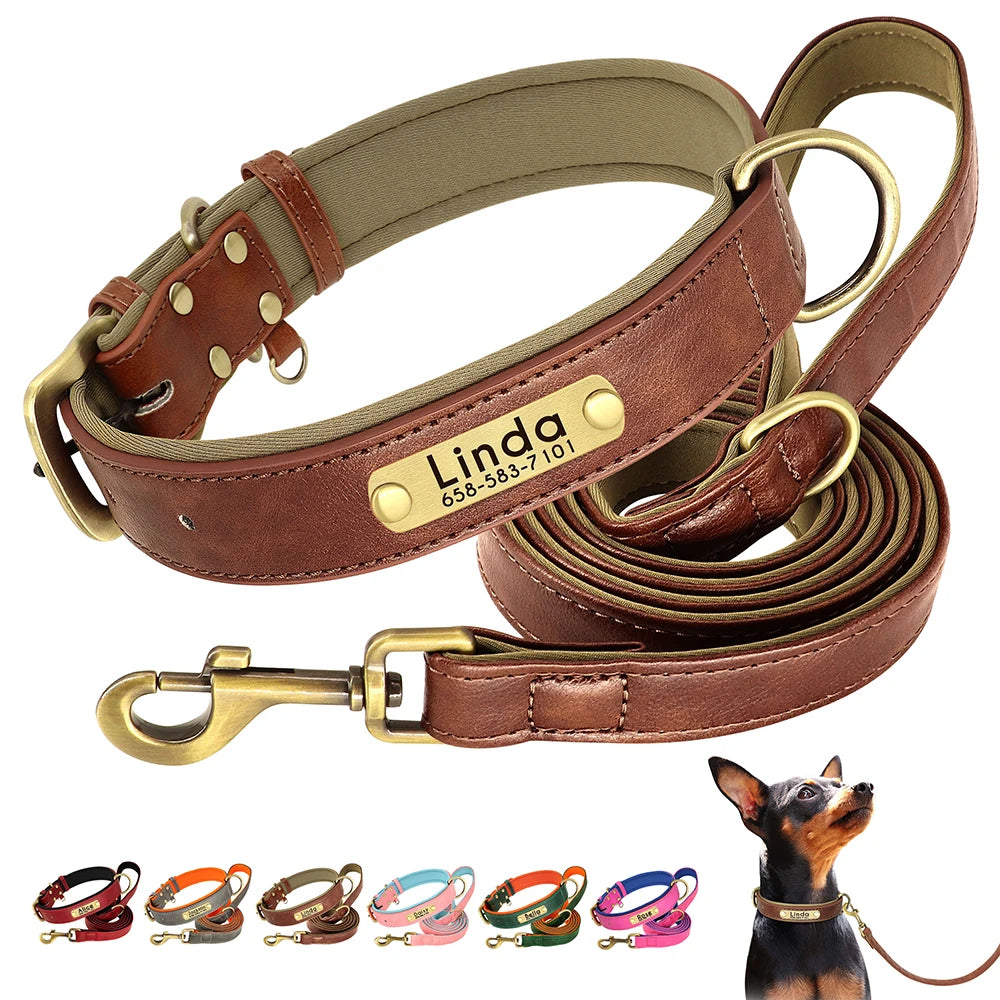 Oasis Hound™ Customized Leather Dog Collar &amp; Leash Set