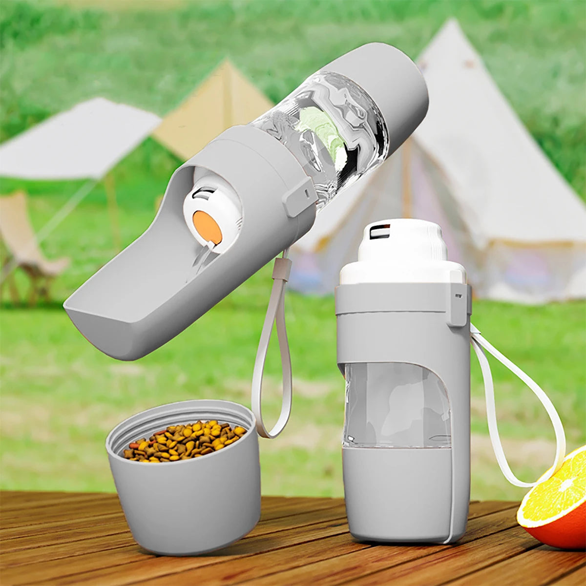 Oasis Hound™ Portable Dog Cat Water Bottle with Food Storage