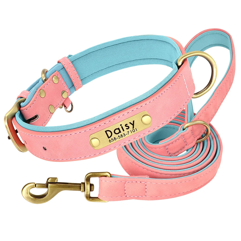 Oasis Hound™ Customized Leather Dog Collar &amp; Leash Set