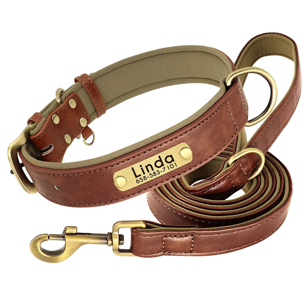 Oasis Hound™ Customized Leather Dog Collar &amp; Leash Set